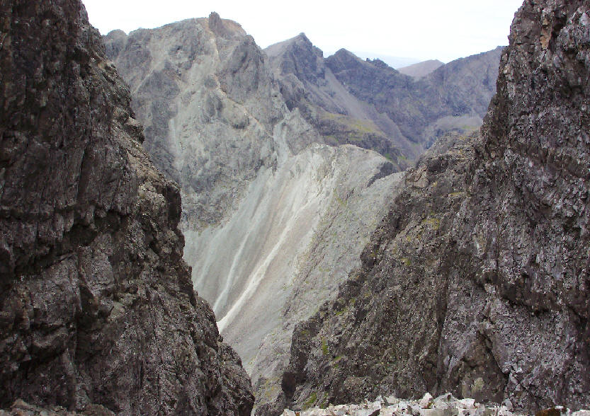 Coire Lagan and the In Pin from the Head of the Great Stone Shoot