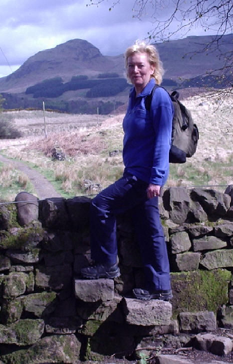 Shirley going over a stile